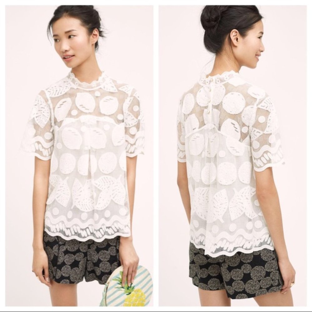 HD in Paris | White Lily Lace Lemon Blouse | 2 - Picture 4 of 12